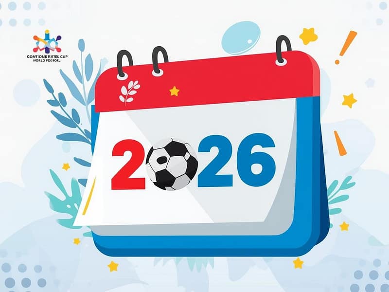 Estádio de futebol preparado para a Copa do Mundo 2026 com torcedores e bandeiras de diferentes países.